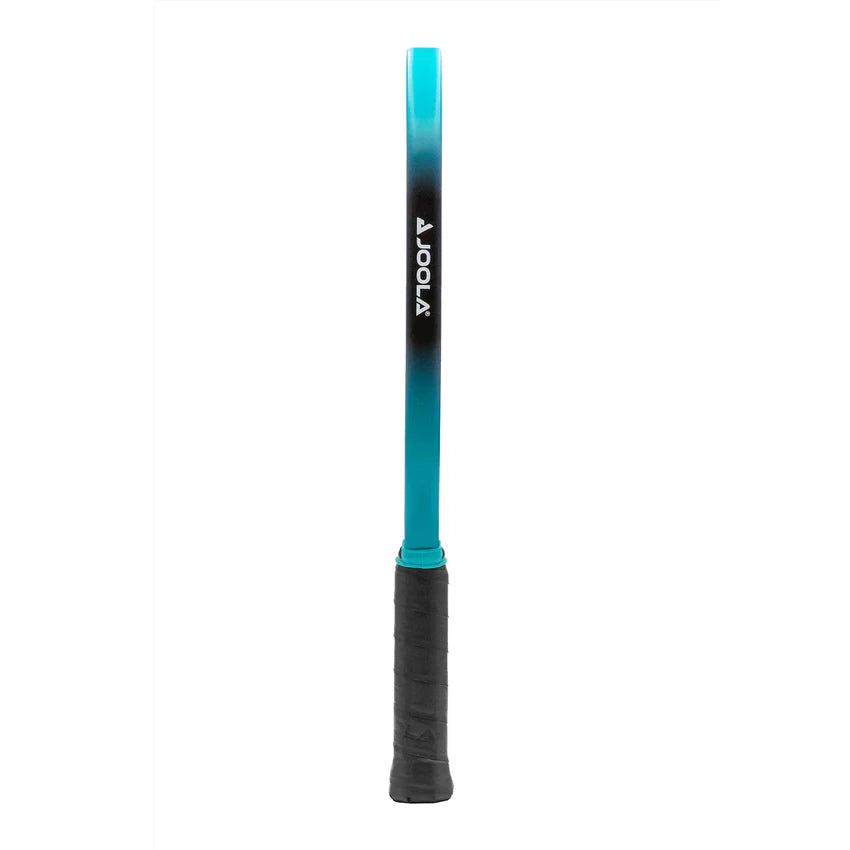 A JOOLA Ben Johns Perseus 3S 14mm pickleball paddle with a black and blue design on the surface and a black grip.