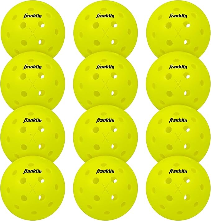 Multiple Franklin pickleball balls arranged in a grid on a white background