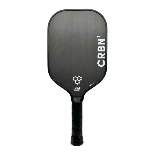 A black CRBN Pickleball Paddle with a carbon fiber texture on the face and the brand logo 'CRBN' in white text towards the bottom.