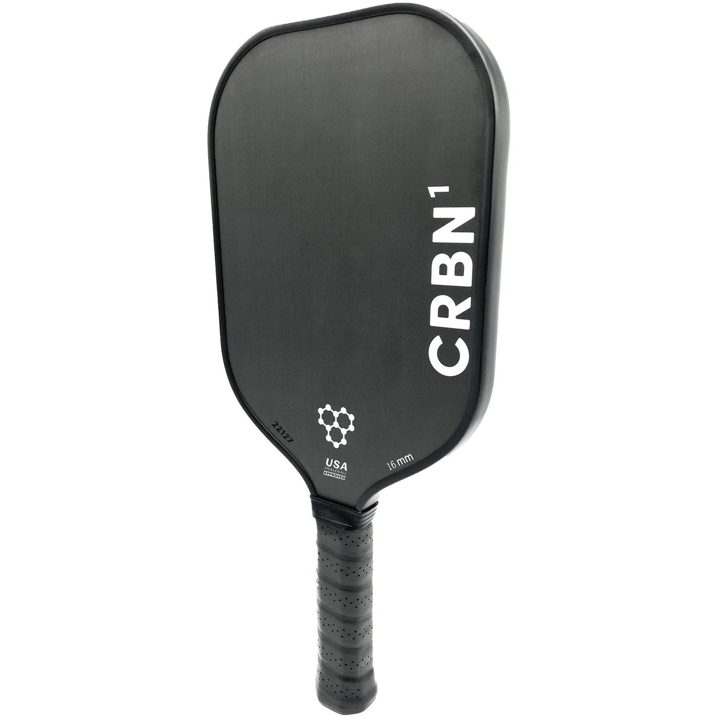 A black CRBN Pickleball Paddle with a carbon fiber texture on the face and the brand logo 'CRBN' in white text towards the bottom.