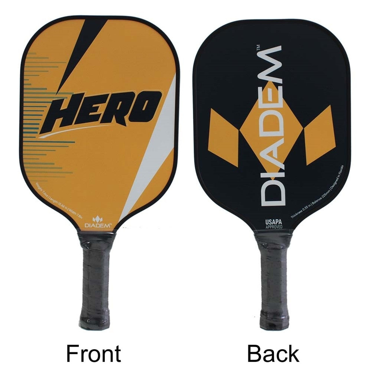 Diadem Hero v2 Pickleball Starter Kit with two paddles and four pickleballs in a mesh storage bag.