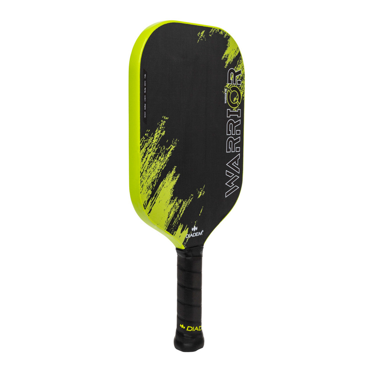 Diadem warrior paddle black and yellow splash pattern on a white background