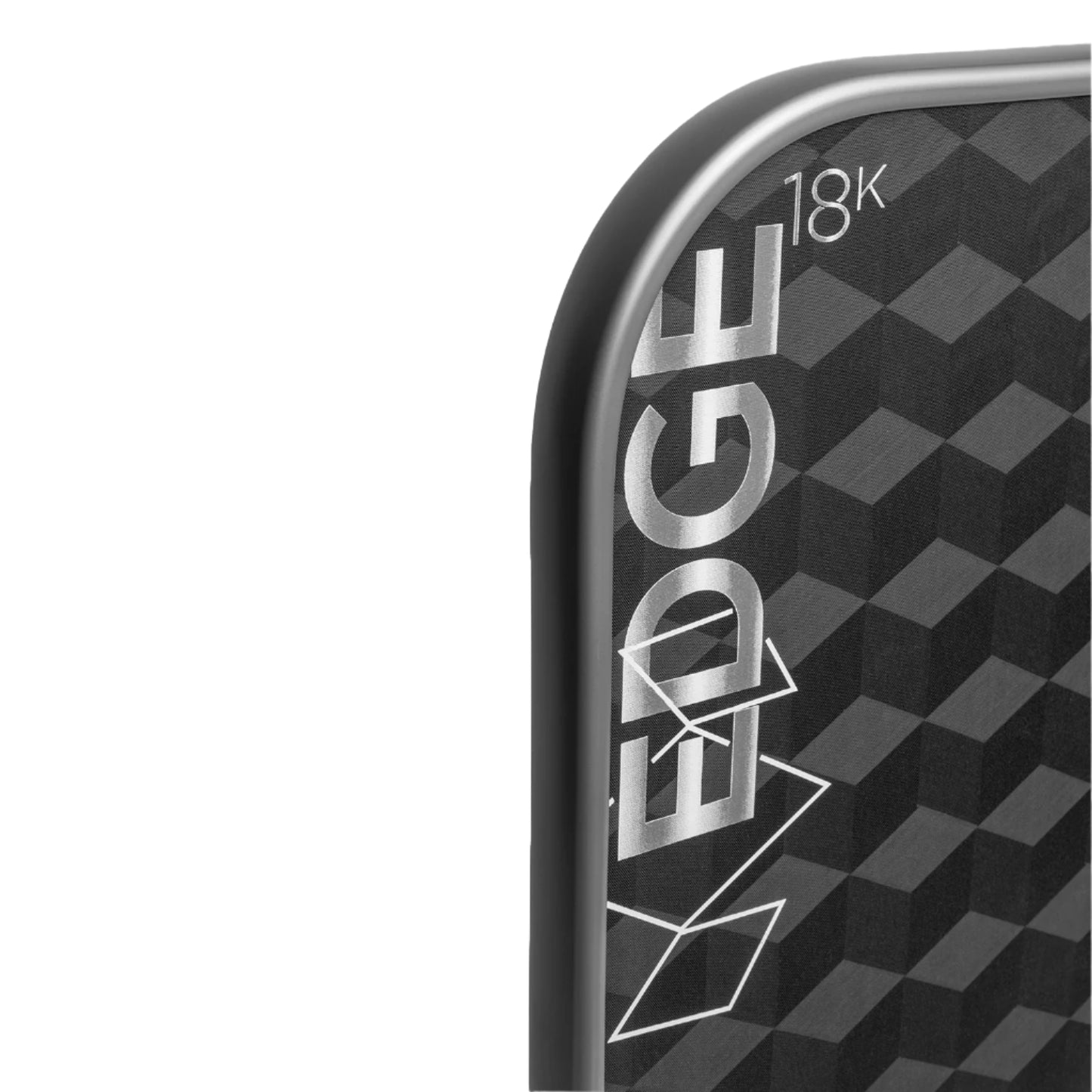 Close-up of a golf club head with 'EDGE 18K' branding on a white background