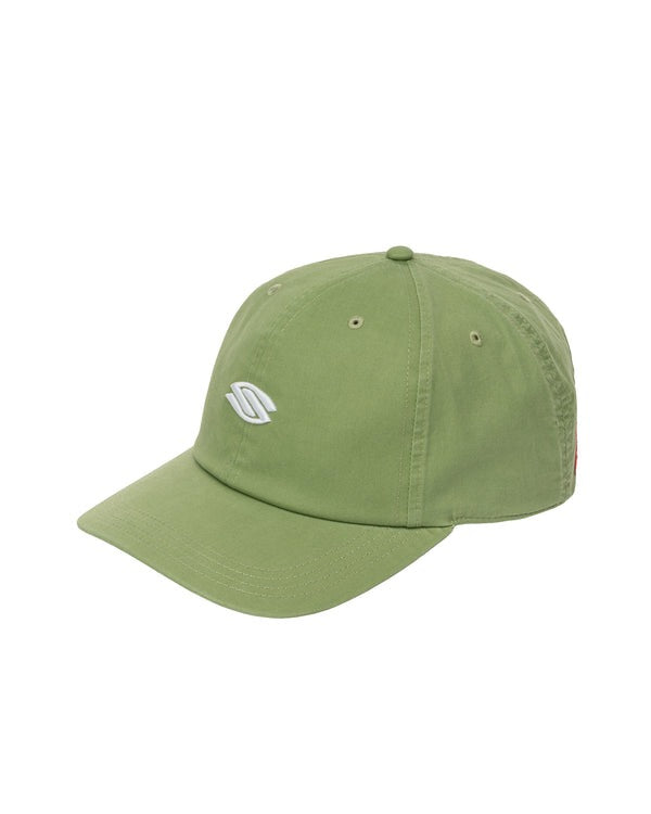 Green cap with a logo on a white background