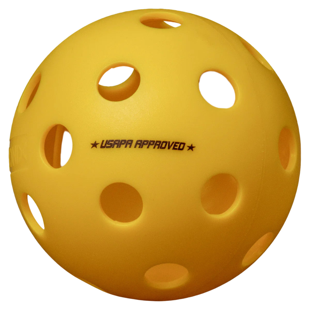 Yellow perforated ball with 'USAPA Approved' text on a white background