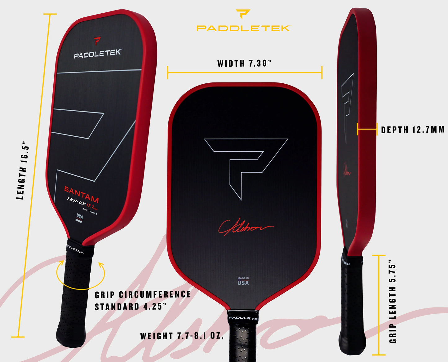 Red and black paddletek pickleball paddle specifications