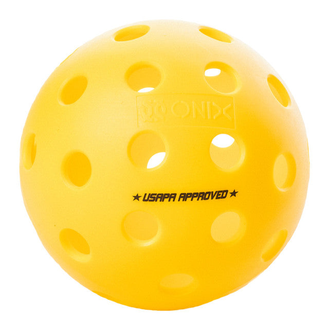 100 yellow Onix Fuse G2 outdoor pickleballs with 40-hole design, displayed against a white background.