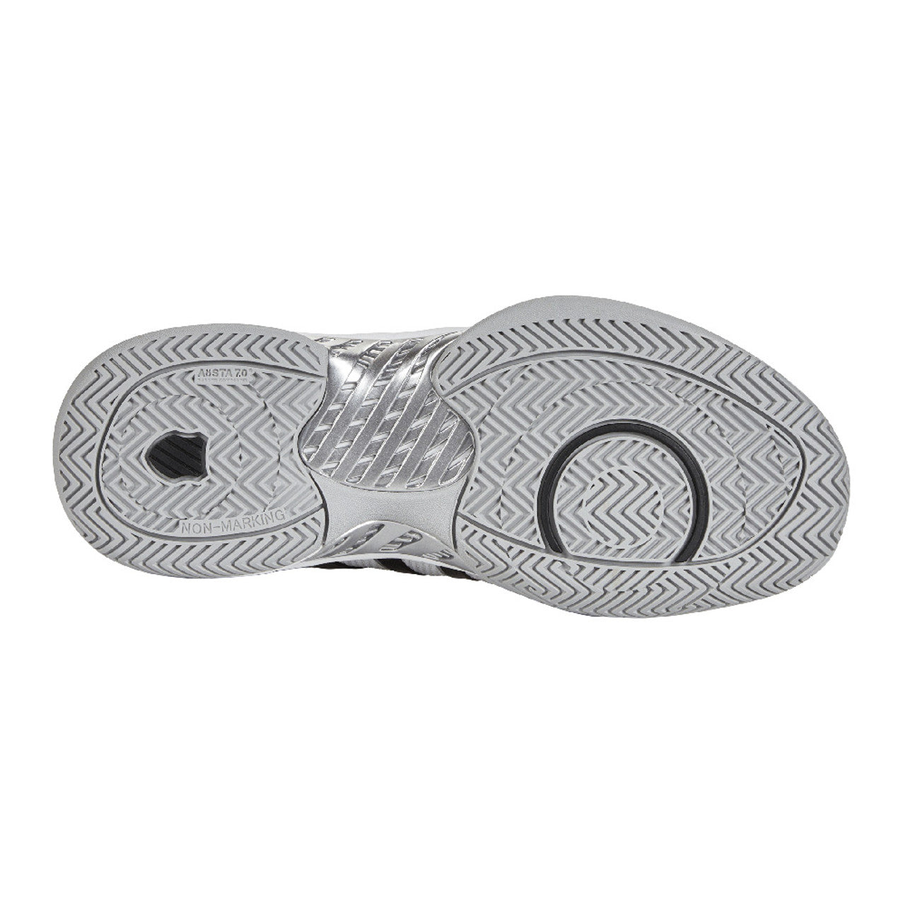 A pair of K-Swiss Pickleball Supreme Court shoes for men in white color with a distinctive design and sole.