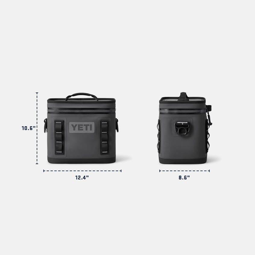 YETI cooler with dimensions on a white background