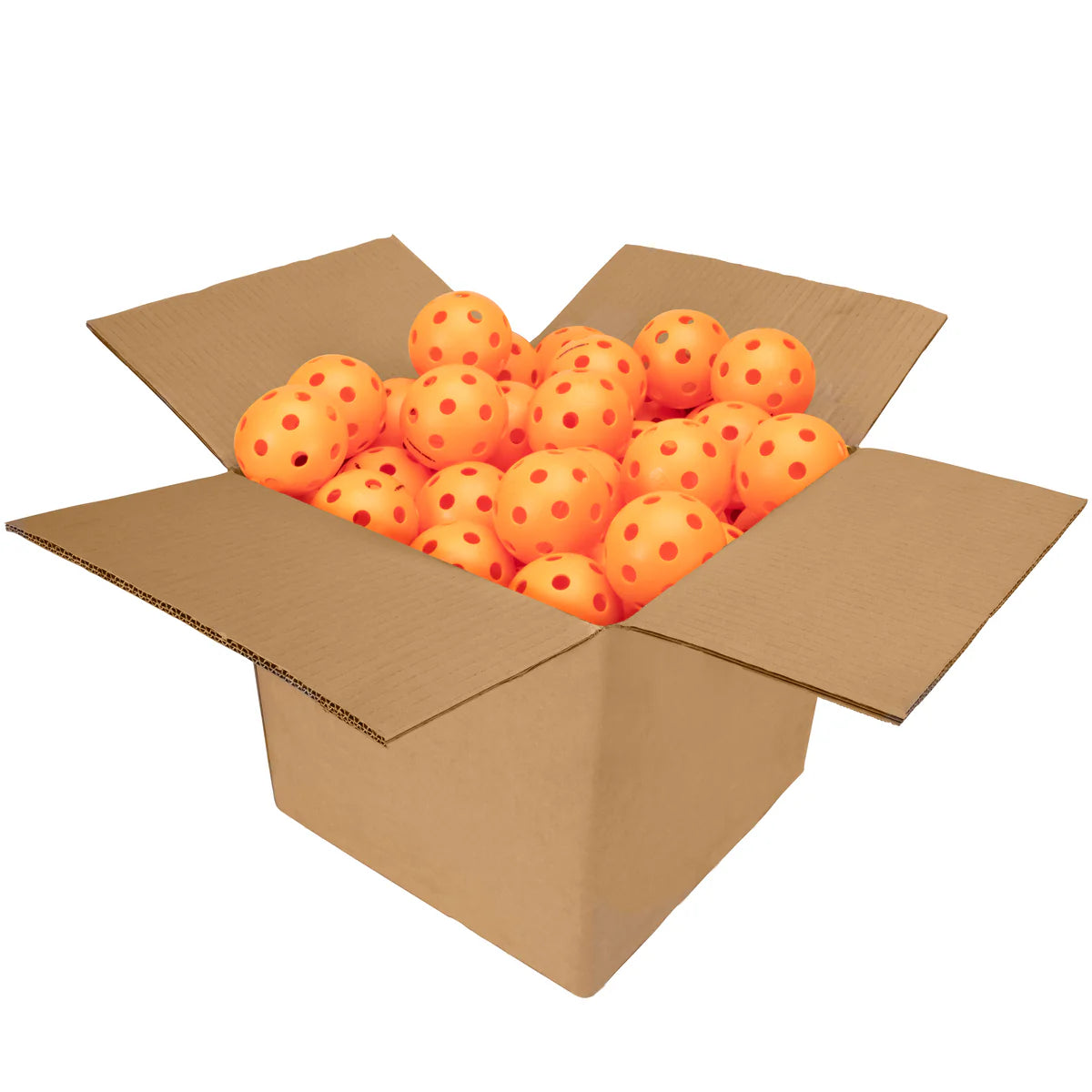 Onix fuse indoor orange pickleballs in a box on a white background