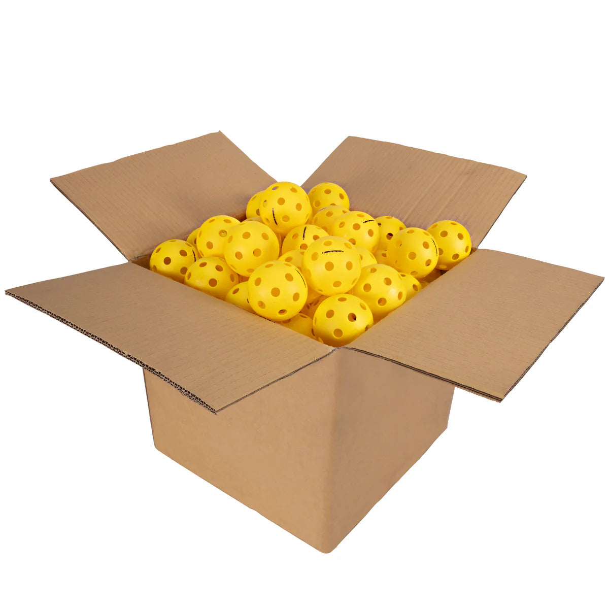 onix fuse indoor yellow pickleballs in a box on a white background