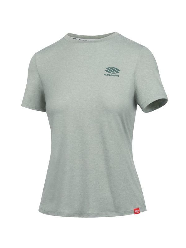 Gray t-shirt with a logo on a white background