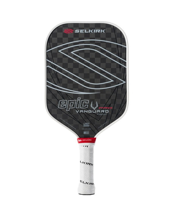 Selkirk pickleball paddle with black and gray design on a white background