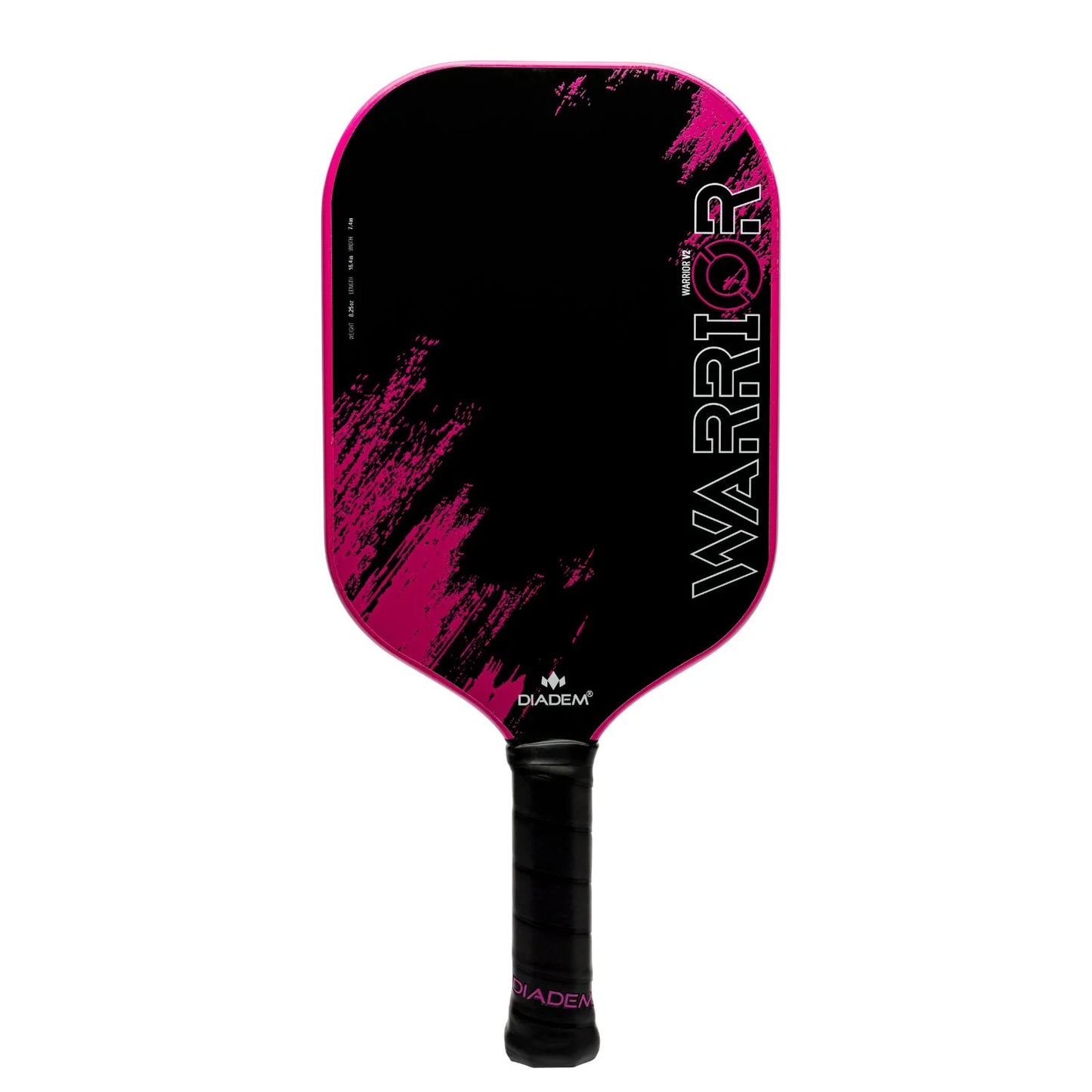 Diadem warrior paddle black and pink splash pattern on a white background