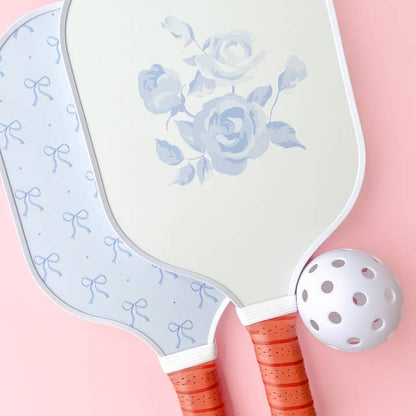 Coquette Blue Rose & Bow Double-Sided Pickleball Paddle