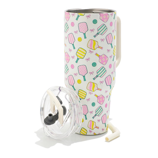 40oz Pickleball Bow Tumbler – Stainless Steel Insulated Cup