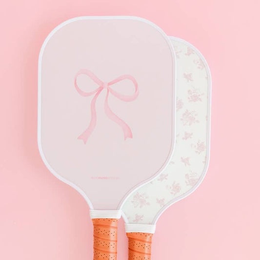 Coquette Pink Bow & Floral Double-Sided Pickleball Paddle