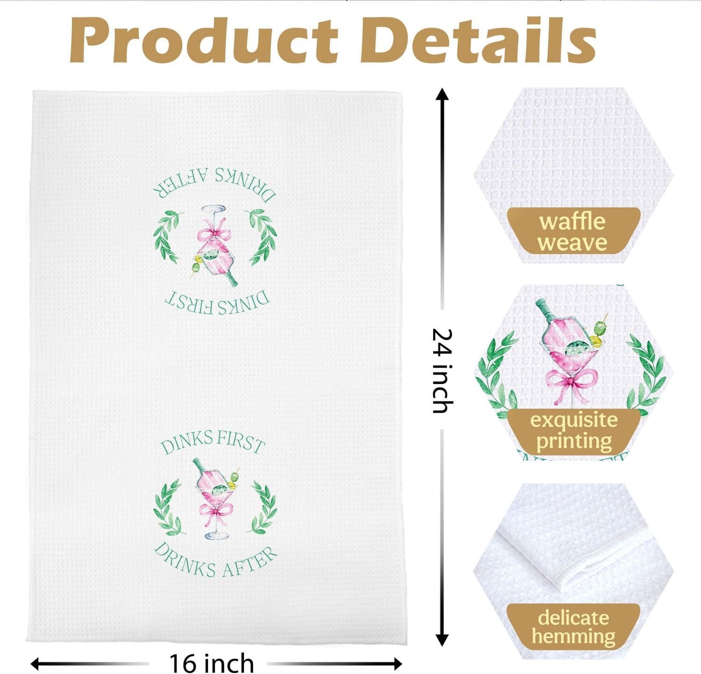 Pickleball Martini Kitchen Towels Set