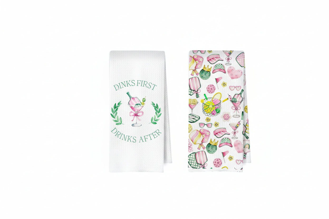 Pickleball Martini Kitchen Towels Set