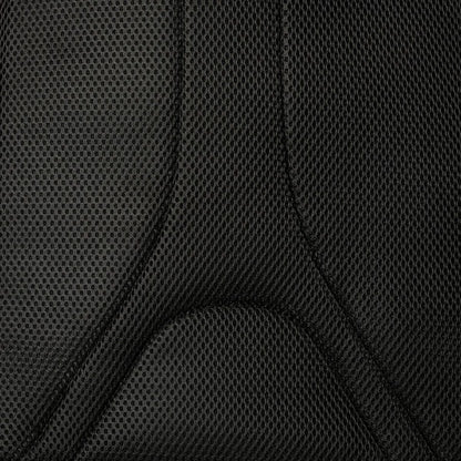 Close-up of a textured black fabric with a subtle pattern
