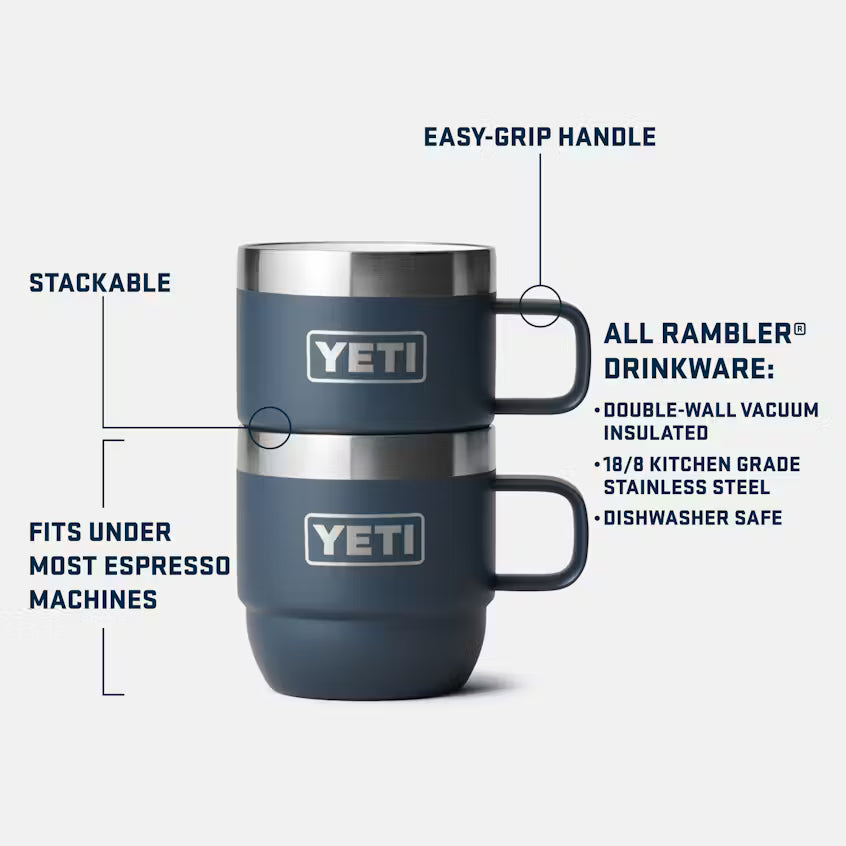 YETI Rambler Cherry Blossom Mug –Qty 2- 6oz Stackable Insulated Espresso Cup WITH DURASIP™ Ceramic Lining
