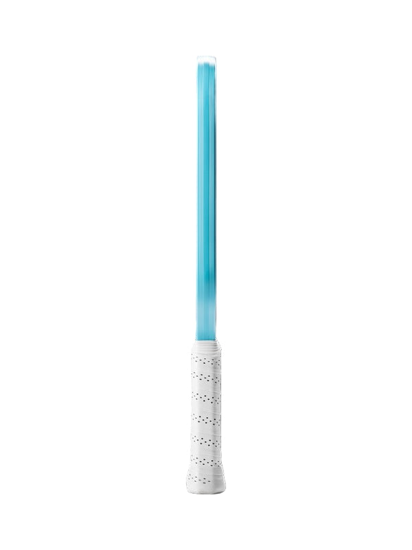 Side of view of blue pickleball paddle  on a white background