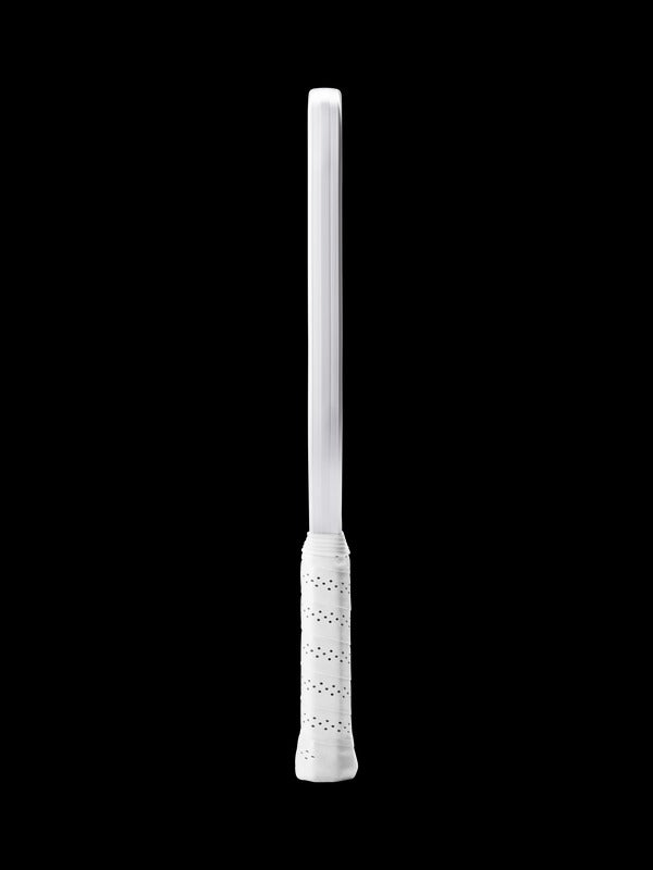 Side of view of a pickleball paddle on a a black background